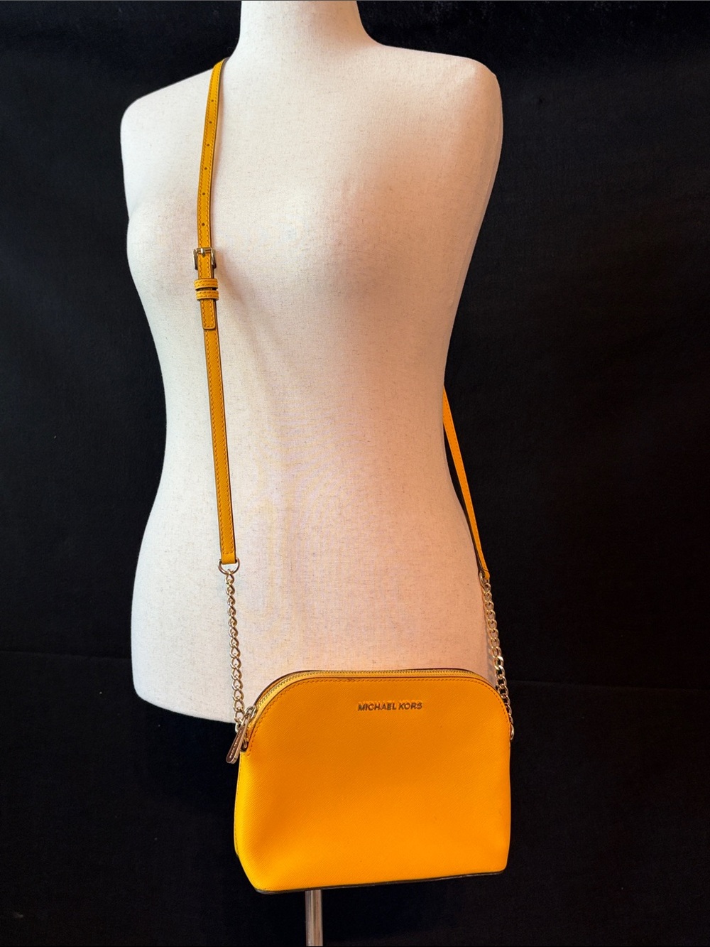 MICHAEL KORS Yellow Leather Chain-Detail Crossbody Bag